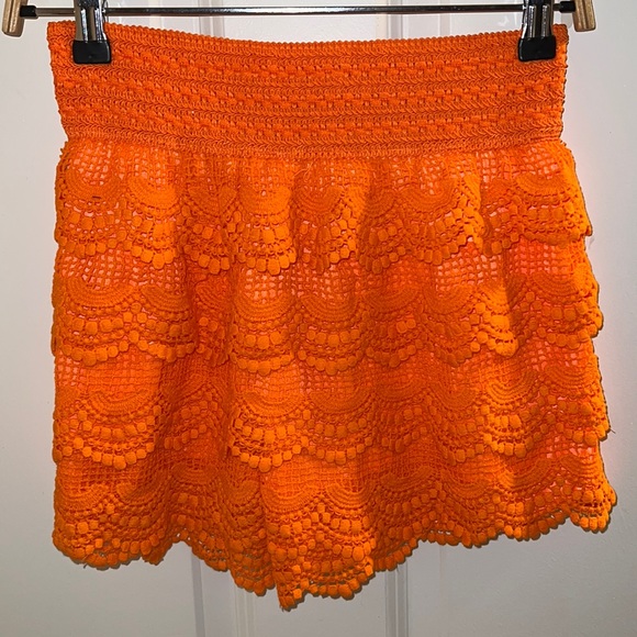 Orange laced layered shorts - Picture 1 of 1